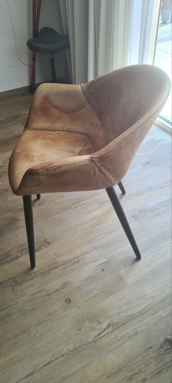 5 Wild leren eetkamerstoelen  en licht eiken tafel, Huis en Inrichting, Stoelen, Ophalen, Gebruikt, Vijf, Zes of meer stoelen