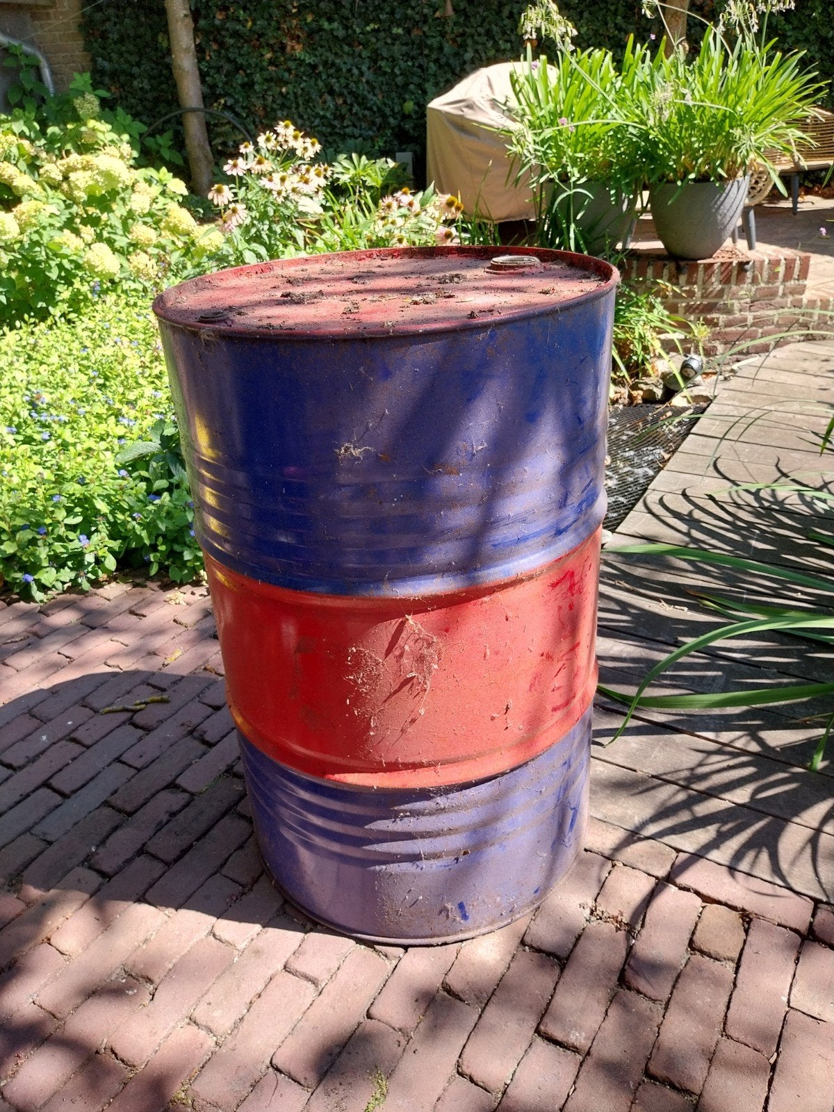 Metalen drum voor vuurton, BBQ of pizzaoven projecten, Tuin en Terras, Vuurkorven, Ophalen, Gebruikt, Vuurton