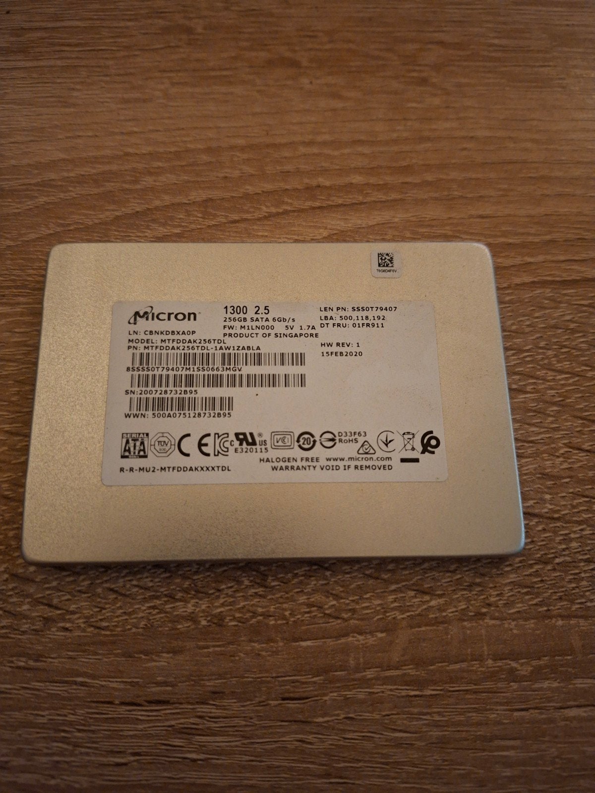 Micron 256GB SSD Z.G.A.N, Computers en Software, Ophalen of Verzenden, Laptop