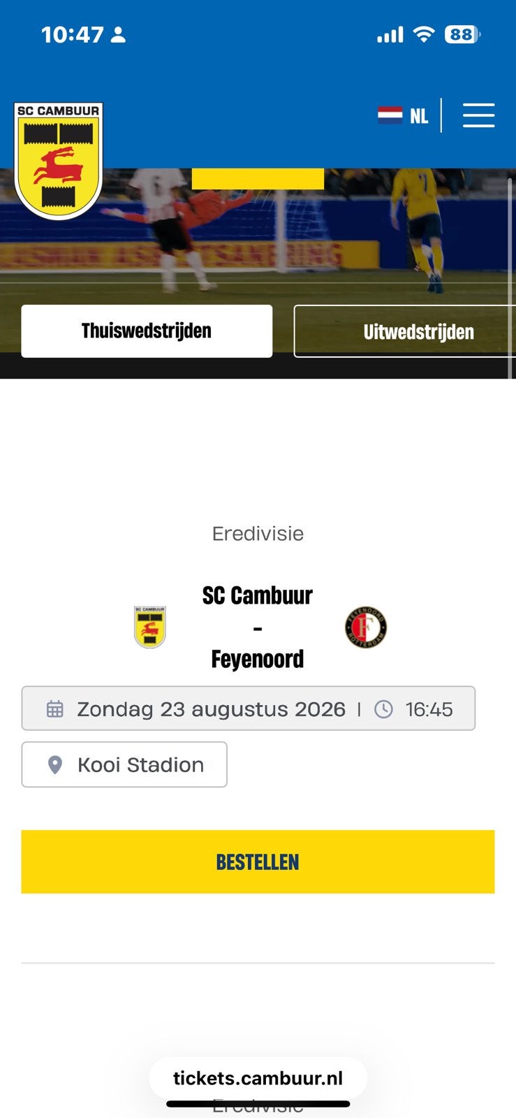 Cambuur tegen feyenoord ticket op noord, Tickets en Kaartjes, Sport | Voetbal, Eén persoon