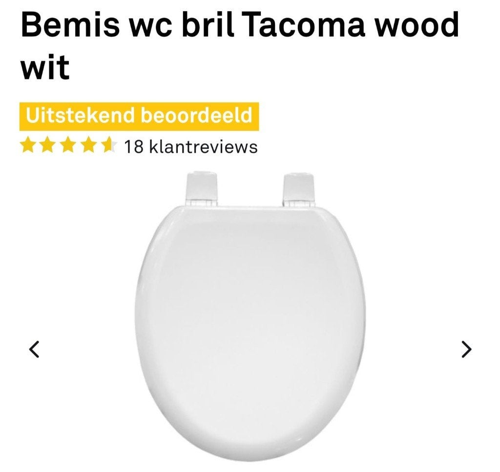 Bemis Tacoma WC-bril wit hout – Nieuw in verpakking, Doe-het-zelf en Verbouw, Sanitair, Ophalen of Verzenden, Nieuw, Toilet