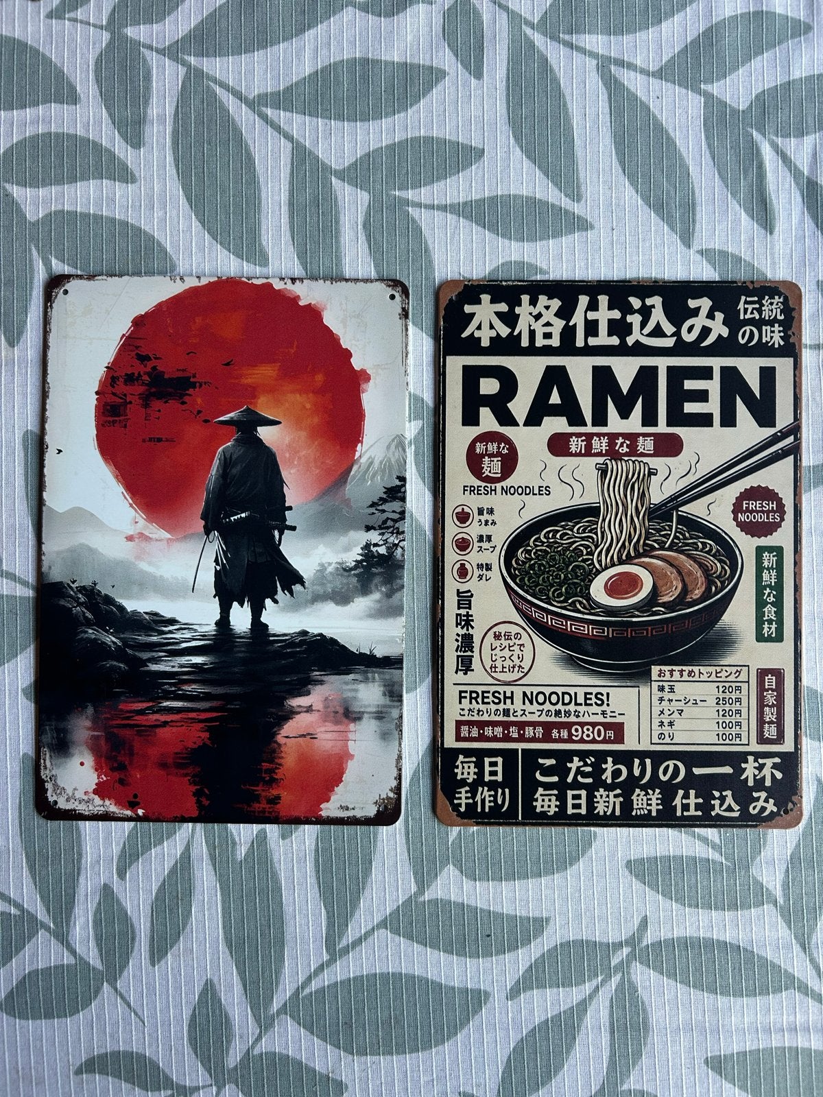 Japanse metalen borden: Samurai & Ramen, Ophalen of Verzenden, Nieuw, Reclamebord