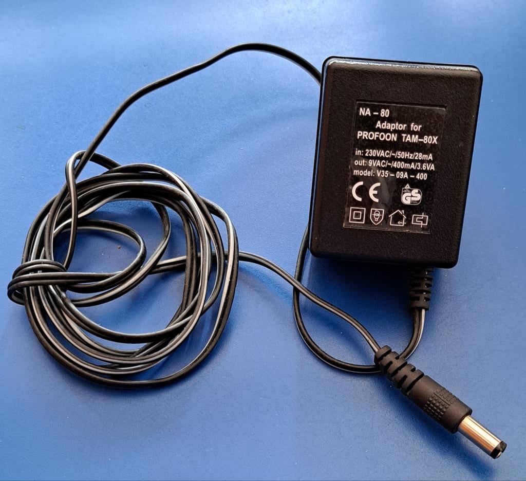 NA-80 Adapter voor PROFOON TAM-80X - 9VAC/400mA, Ophalen, Gebruikt