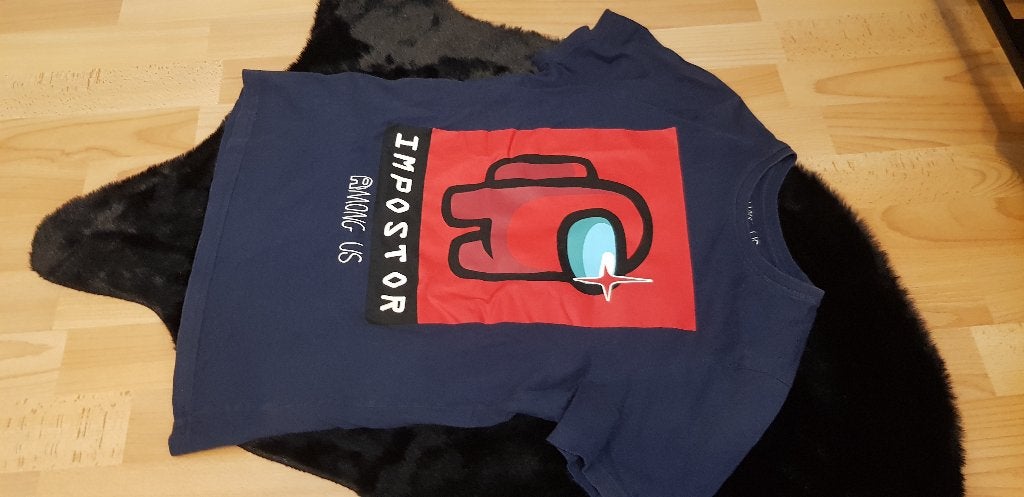 Among Us, t-shirt, donkerblauw, mt 158/164, ZGAN!, Among Us, Ophalen of Verzenden, Zo goed als nieuw, Shirt of Longsleeve