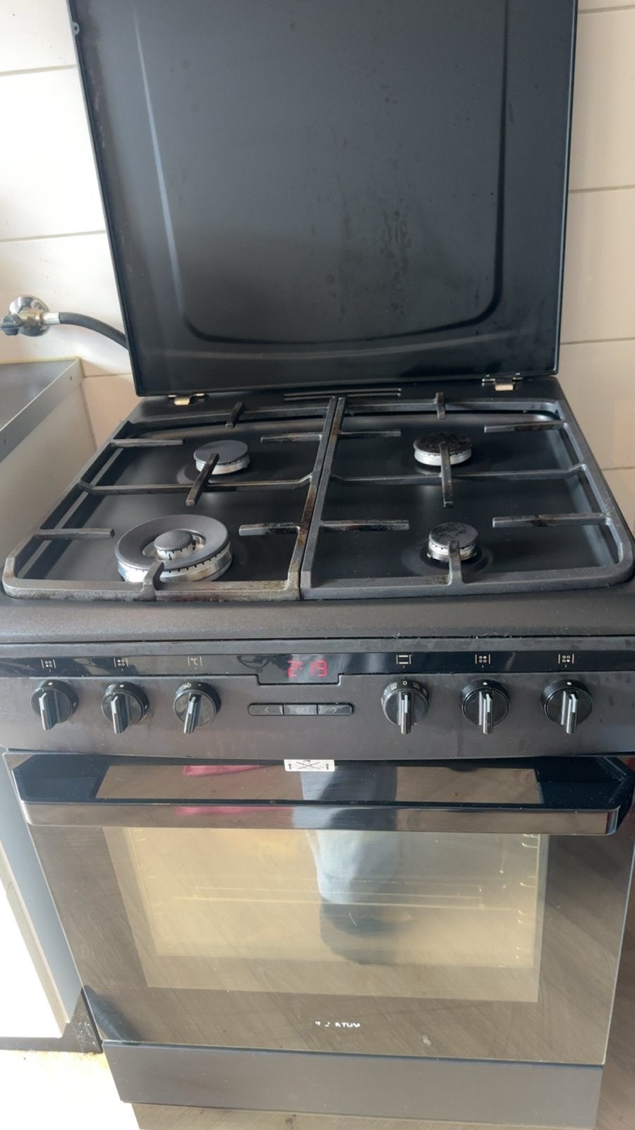 Inventum Vrijstaand Gasfornuis met Oven Zwart, Ophalen, Gebruikt, 60 cm of meer, 4 kookzones