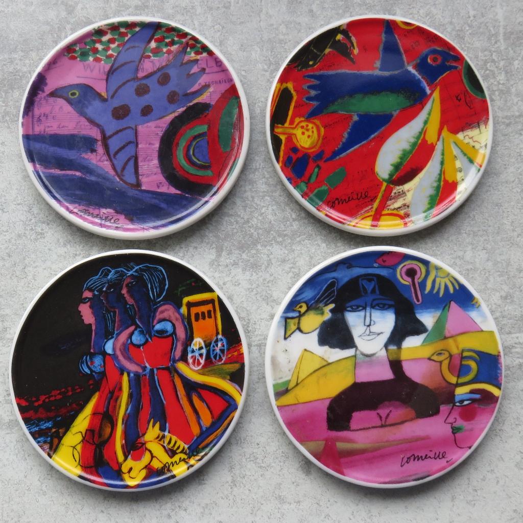 4 kunstonderzetters van Corneille 10,5 cm doorsnede, Antiek en Kunst, Ophalen of Verzenden