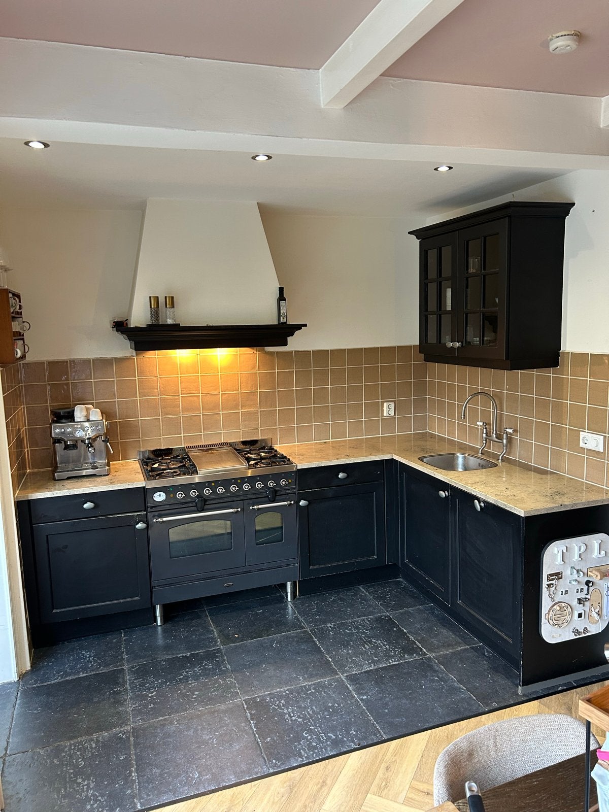 Complete Keuken met Boretti, Miele en Marmeren Blad, Ophalen, Gebruikt, Zwart, Hoekkeuken