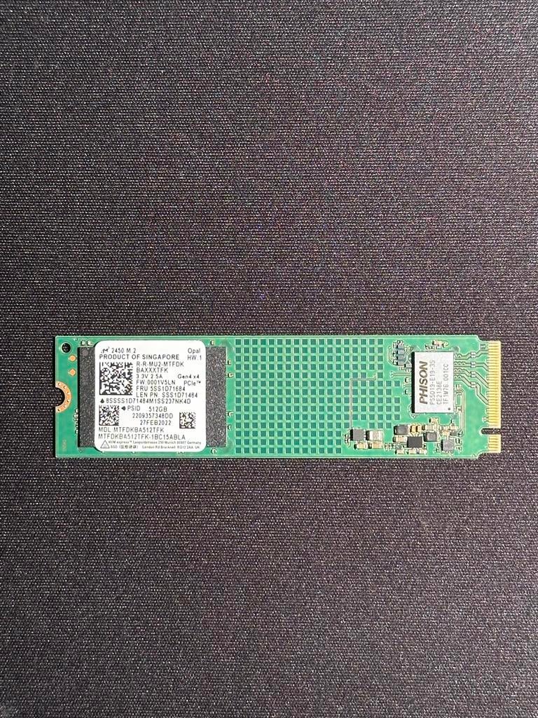 Nieuwe Micron 2450 512GB NVMe SSD 2280 (Lenovo), Computers en Software, Harde schijven, Intern, SSD, Nieuw, Ophalen of Verzenden