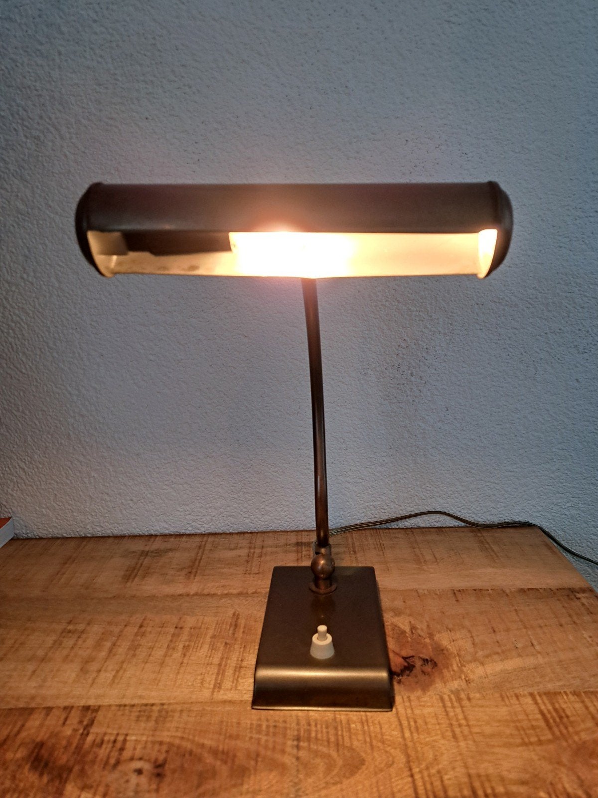 Vintage piano- of notarislamp, Bureaulamp, Gebruikt, Ophalen of Verzenden, Inclusief lichtbron