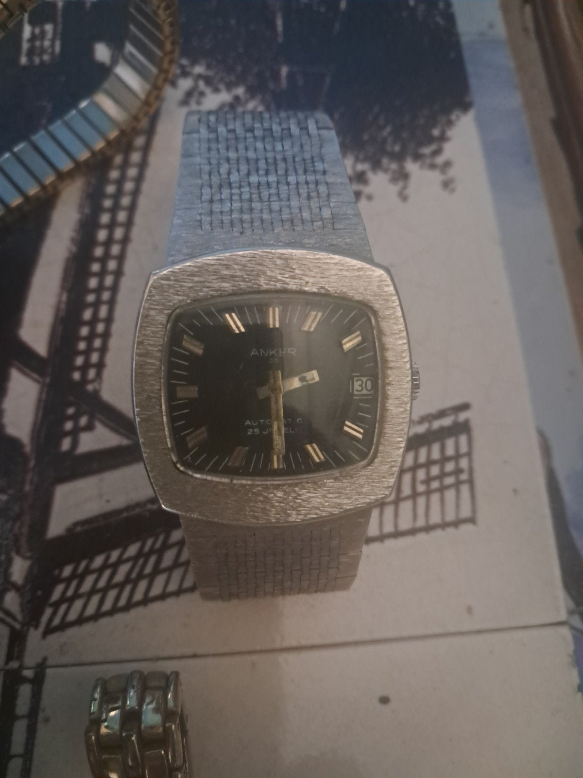 Vintage Anker Automatic 25 Jewels Polshorloge, Sieraden, Tassen en Uiterlijk, Horloges | Antiek, Overige merken, Staal, Met bandje