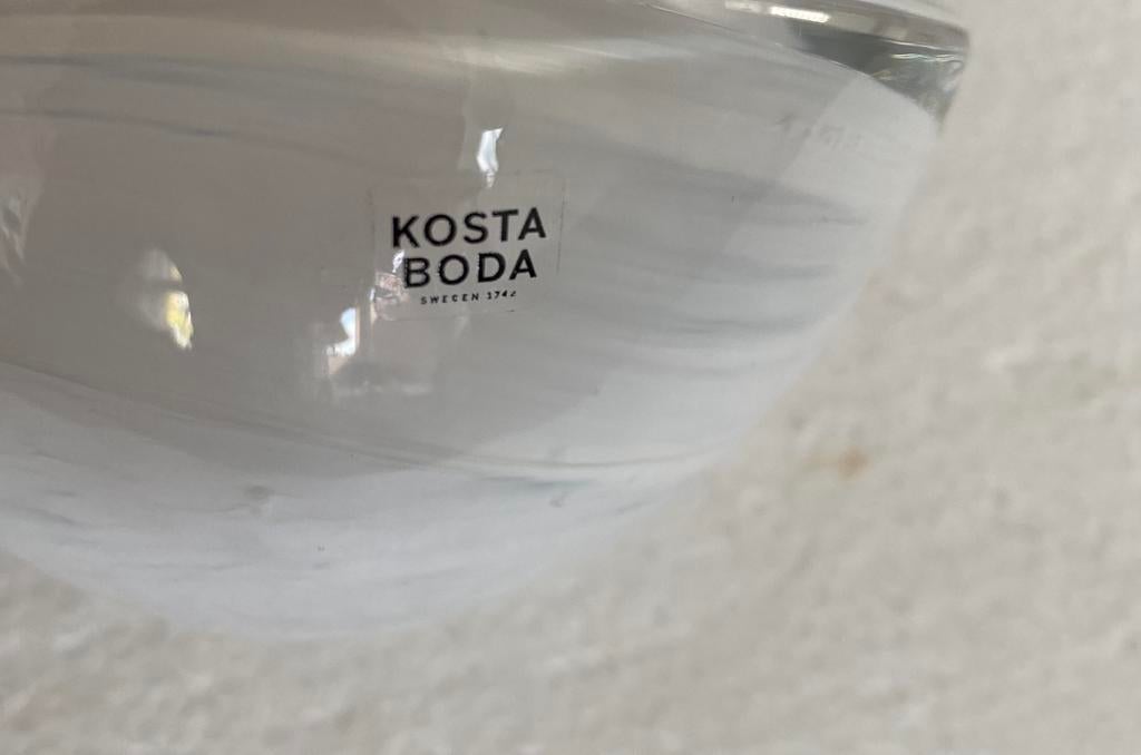 Kosta Boda set glazen waxinelichthouders (2), Gebruikt, Kosta boda, Zweden, Ophalen of Verzenden