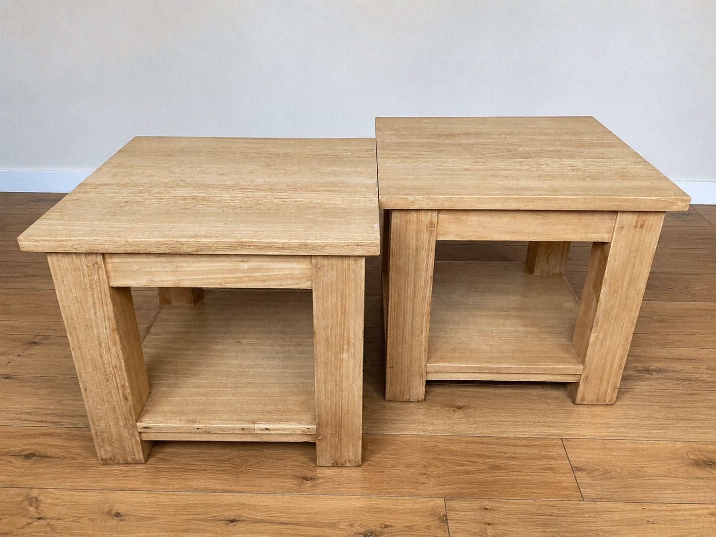 Set van 2 houten salontafels, Ophalen of Verzenden, Gebruikt, Rechthoekig, 50 tot 100 cm