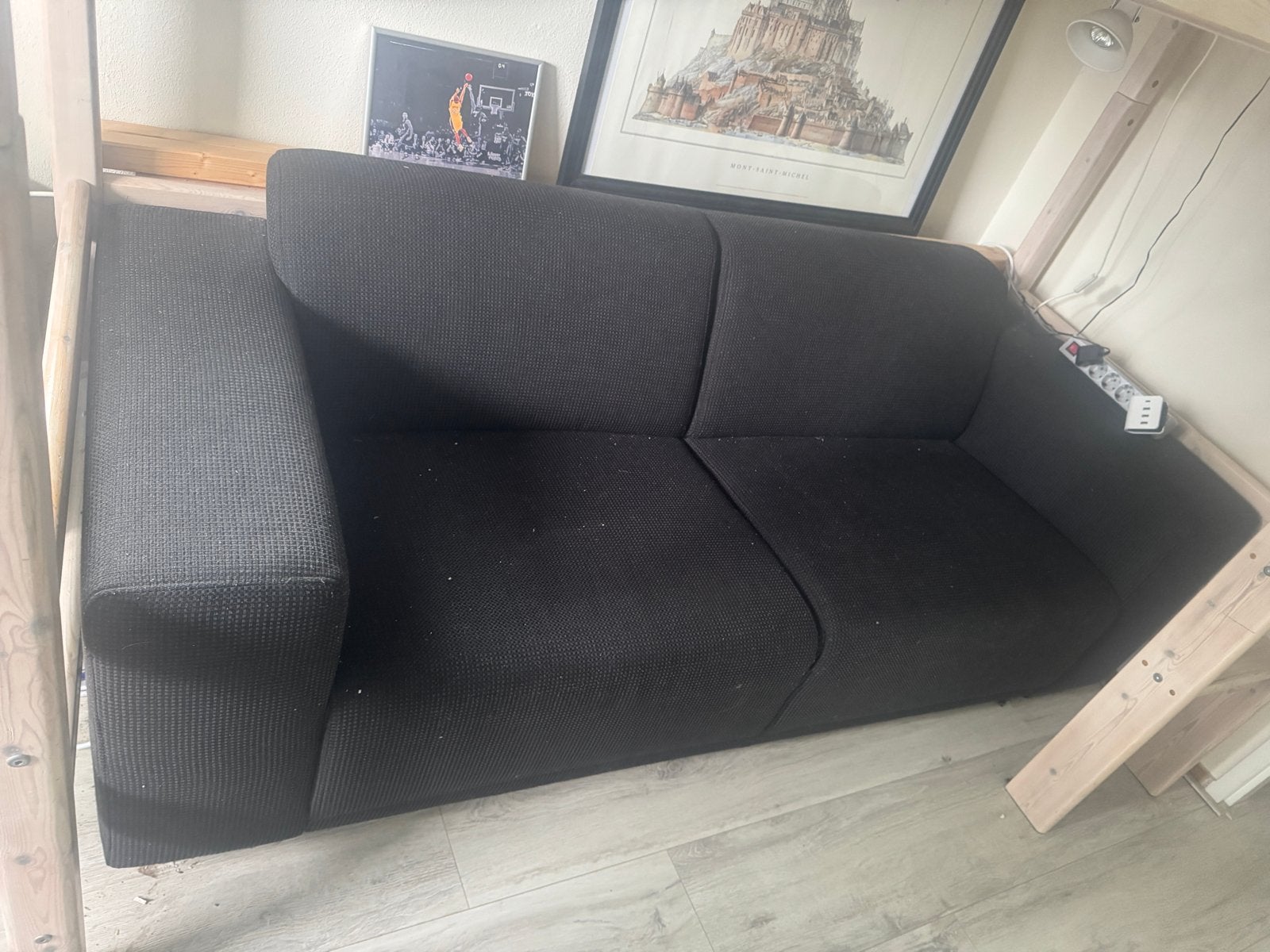 GRATIS - IKEA bankje 200x80cm zwart - Ophalen in Wijchen, Gebruikt, 150 tot 200 cm, Driepersoons, 75 tot 100 cm