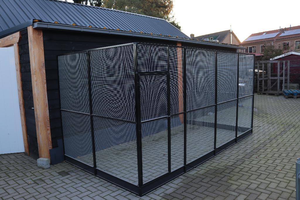 Nieuw voliere 408 x 206 x 202 cm L x D x H zwart!, Verzenden, Nieuw, Aluminium, Volière