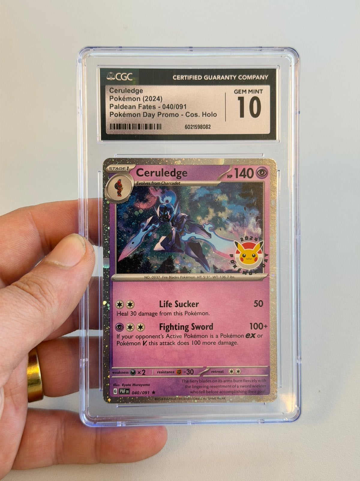 Pokemon Ceruledge 040/091 CGC 10 Pokemon Day Promo HOLO 040, Ophalen of Verzenden, Nieuw, Losse kaart, Foil