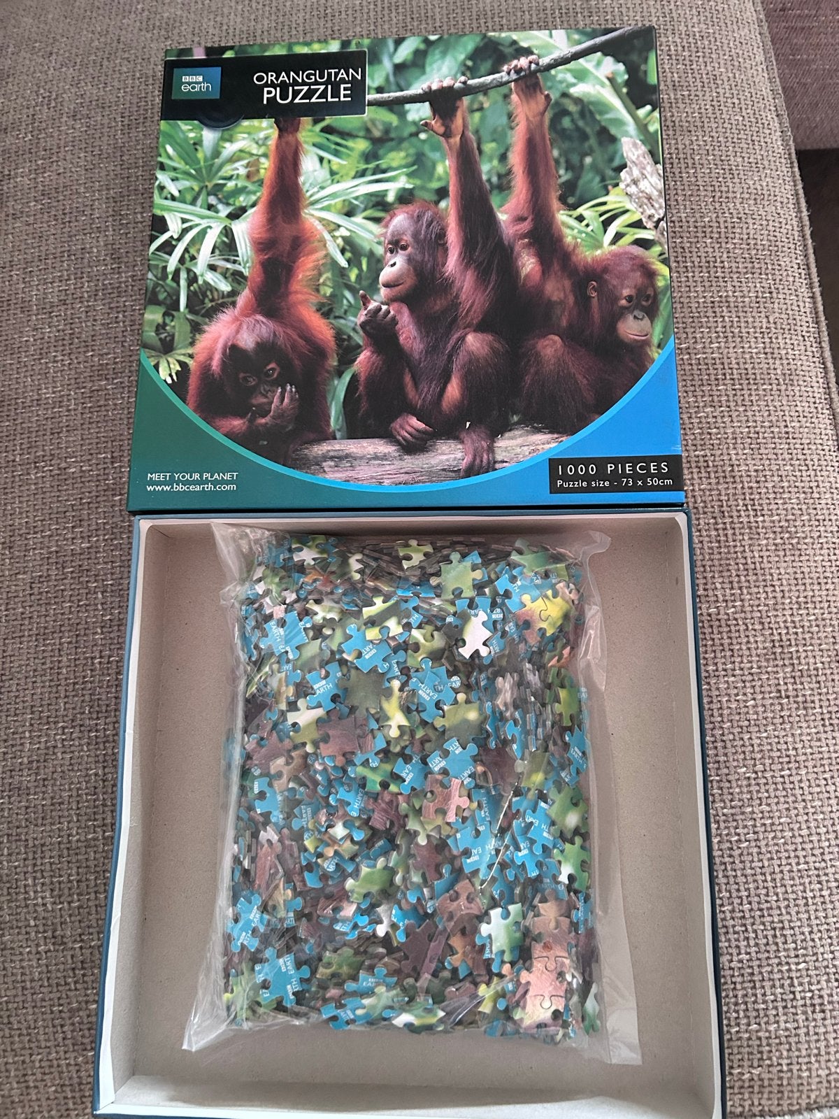 Orangutan Puzzel 1000 Stukjes oerang oetan BBC Earth aap, Hobby en Vrije tijd, Denksport en Puzzels, Ophalen of Verzenden, 500 t/m 1500 stukjes