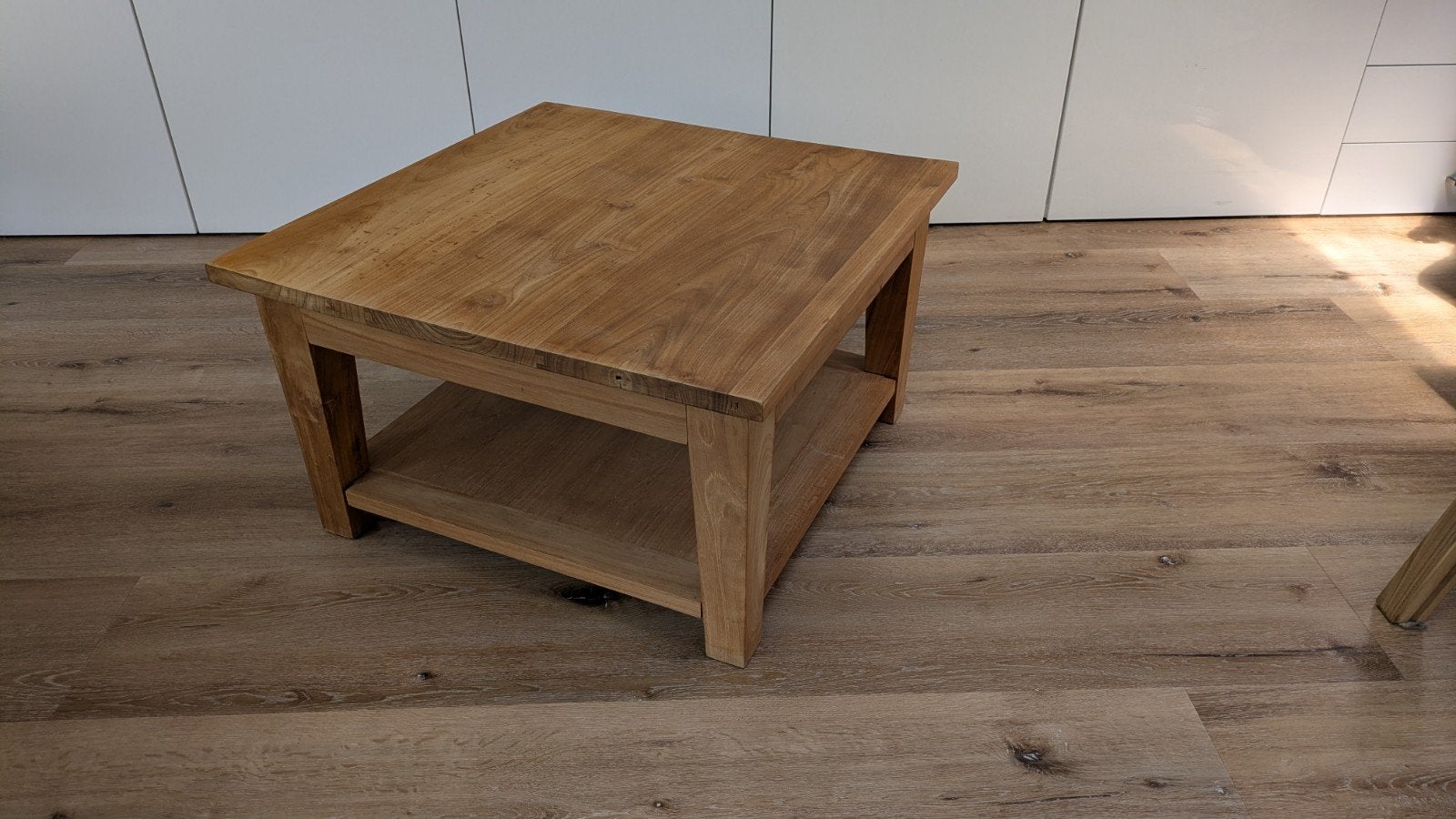 Massief teakhouten salontafel, Huis en Inrichting, Tafels | Salontafels, Gebruikt, 50 tot 100 cm, Vierkant, Teakhout