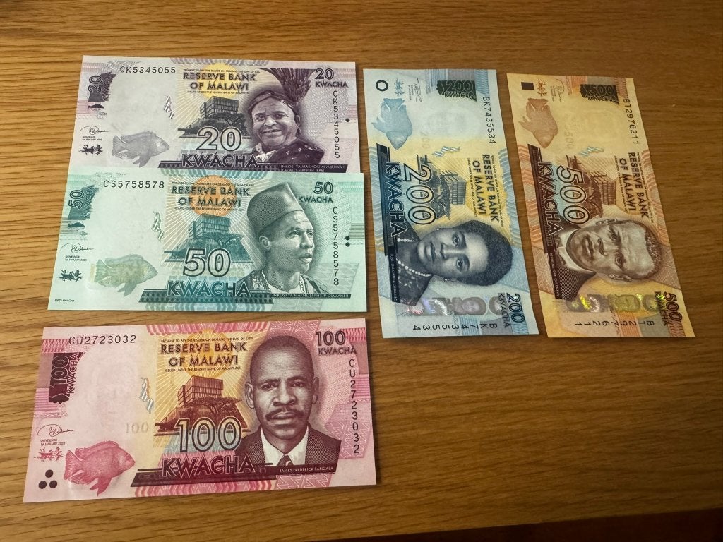 Set 5 UNC biljetten Malawi - 20 -50-100-200-500 Kwacha, Postzegels en Munten, Bankbiljetten | Afrika, Verzenden, Overige landen