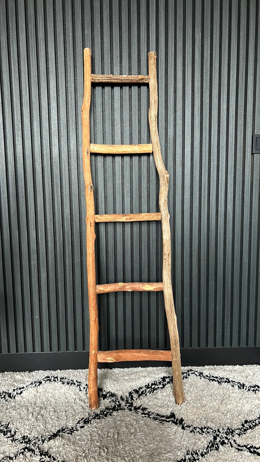 Decoratie trapje olijfhout 150 cm, Ophalen, Gebruikt
