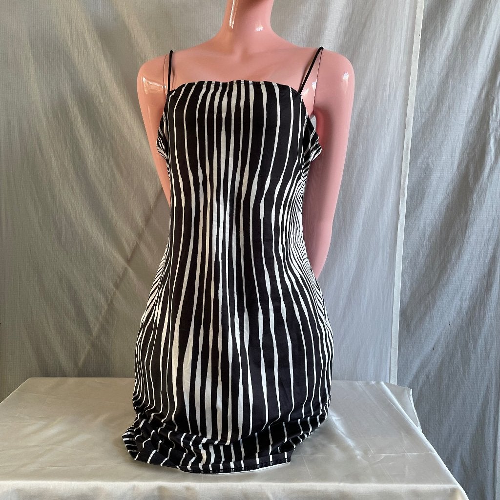 Zwarte zebra jurk maat XL met spaghetti bandjes, Zwart, Maat 46/48 (XL) of groter, Ophalen of Verzenden, Gedragen