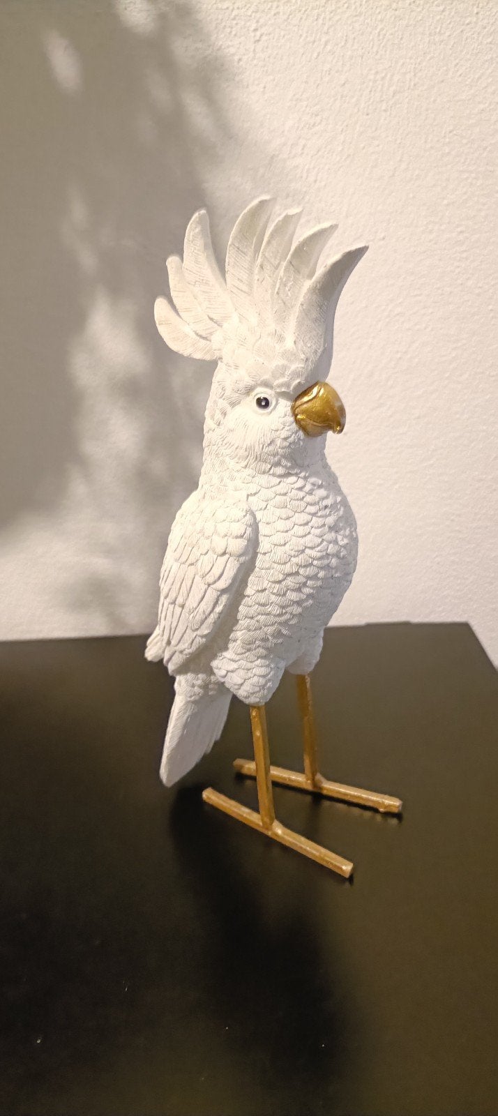 Decoratieve Witte Kaketoe Beeldje met Gouden Details, Ophalen, Zo goed als nieuw, Modern, Wit