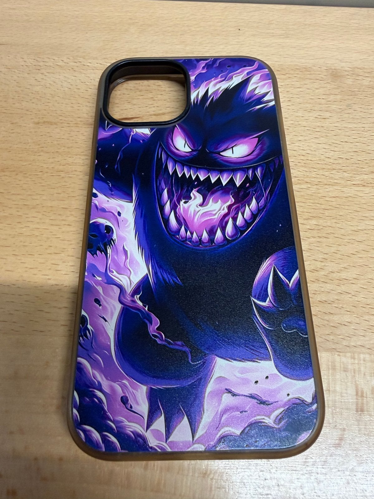 Gengar Hoesje voor iPhone 15- Uniek Pokémon Design, Telecommunicatie, Kunststof, IPhone 15, Paars, Overige merken