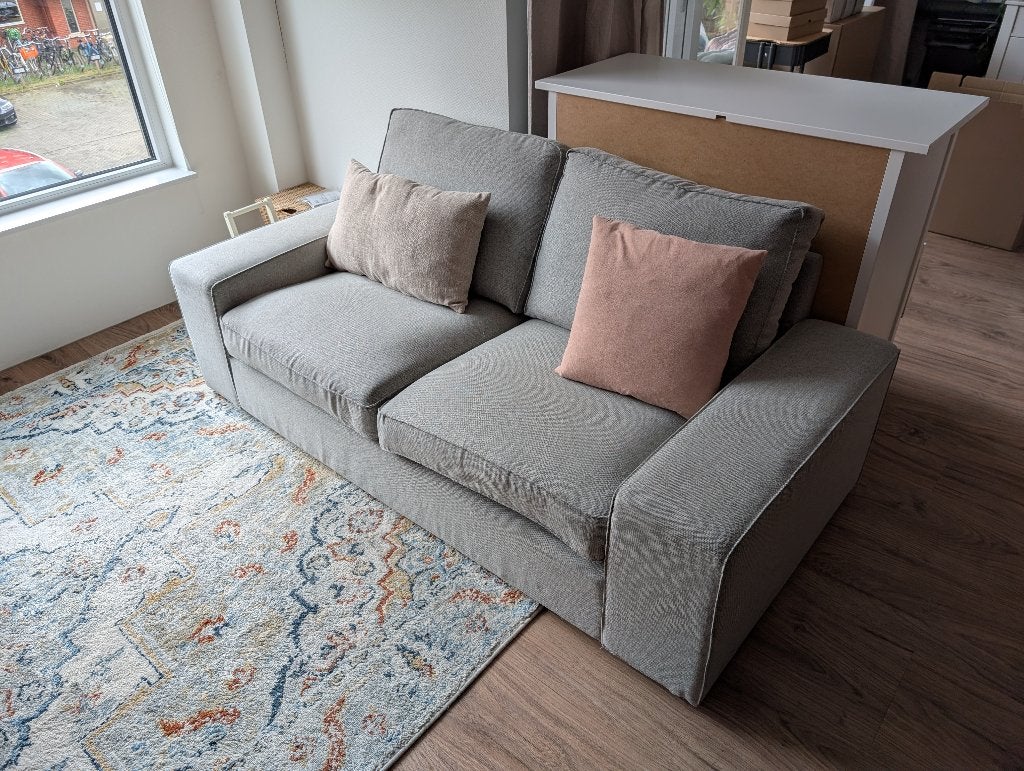 Bank 3-zits Ikea Kivik grijs, Ophalen, Driepersoons, 75 tot 100 cm, Zo goed als nieuw