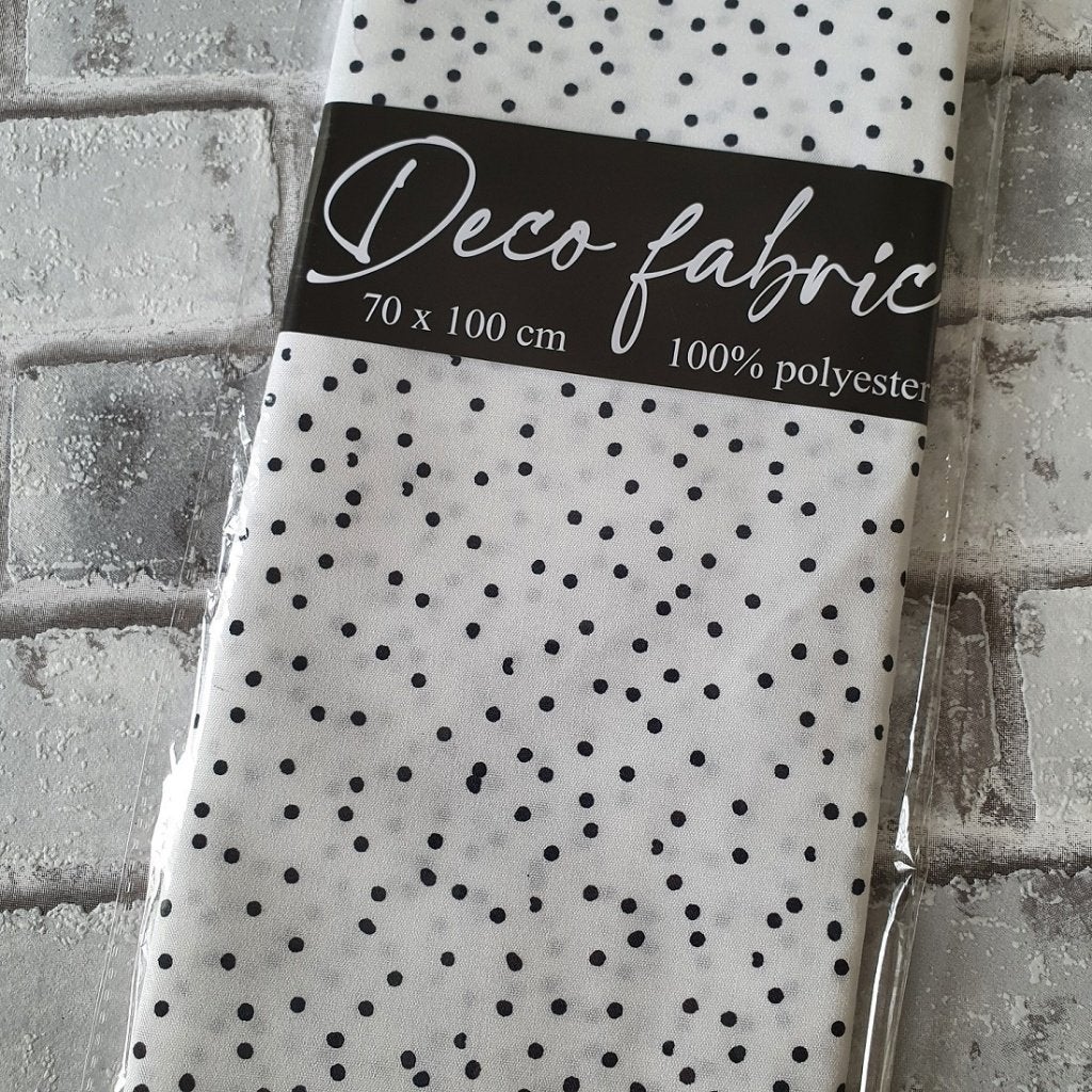 Deco stofje 100 x 70 cm Patroon wit met stippen