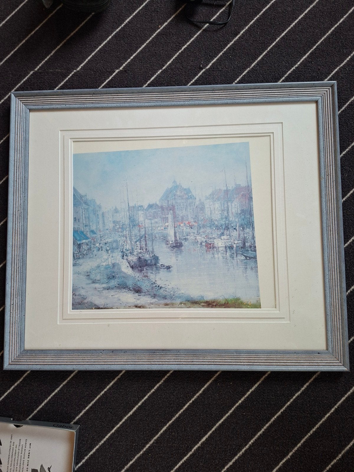 Schilderij of lijst met havengezicht - 56,5 x 67 cm, Ophalen, 50 – 75, Gebruikt, Schilderij
