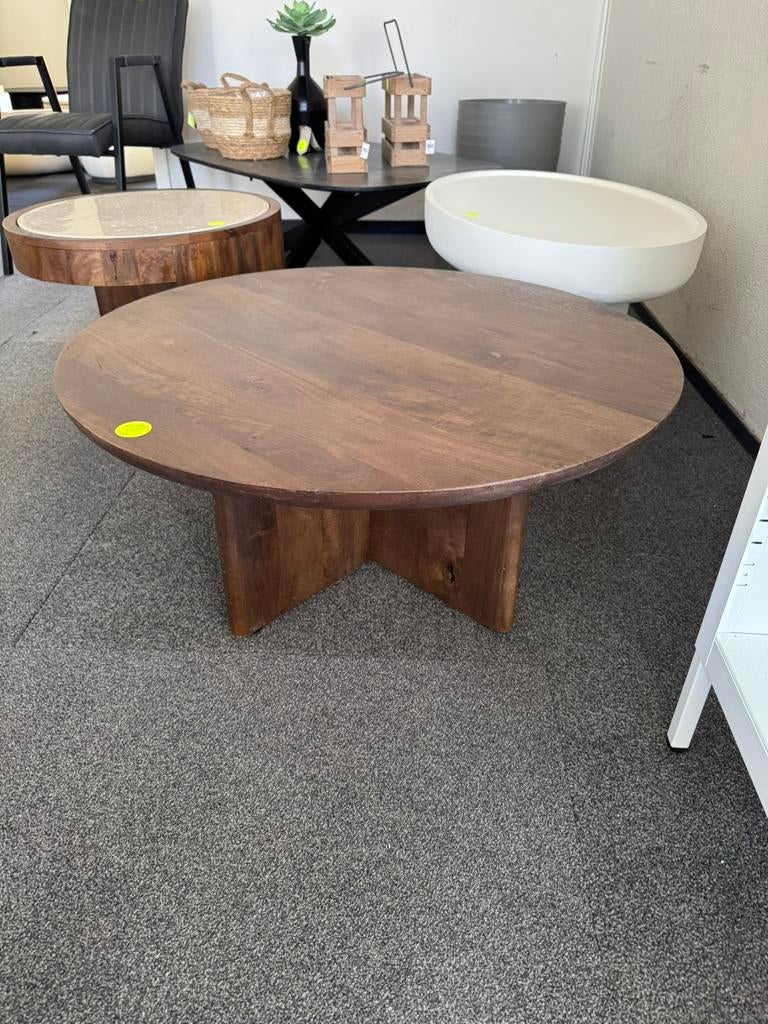Salontafel rond walnoot 80x80x36 cm