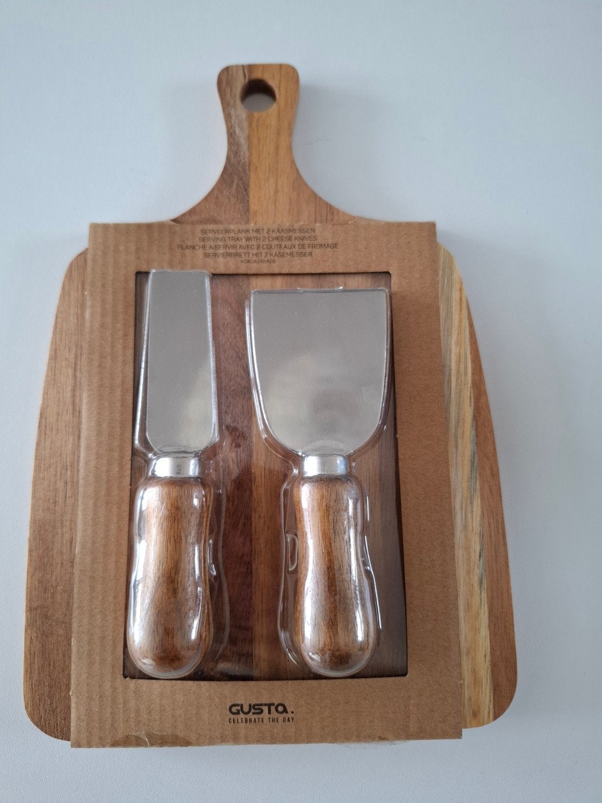 Gusta Serveerplank met 2 Kaasmessen - Nieuw, Hout, Snij-/serveerplank, Nieuw, Gusta