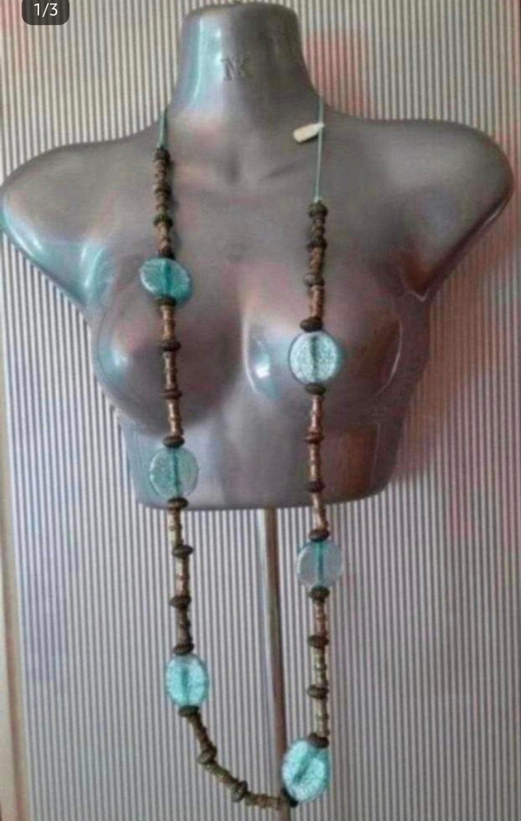 Manouk - lange ketting met glaskralen. 3=2 actie, Nieuw, Overige materialen, Met hanger, Verzenden
