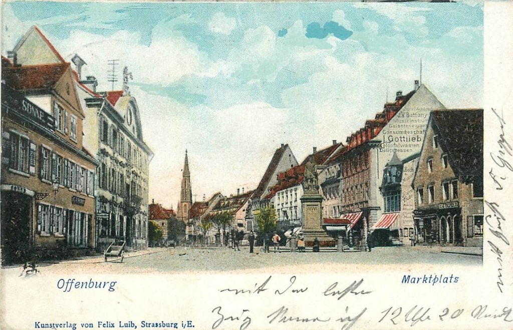 379-130-041 Offenburg Marktplatz, Ophalen of Verzenden, Voor 1920, Duitsland