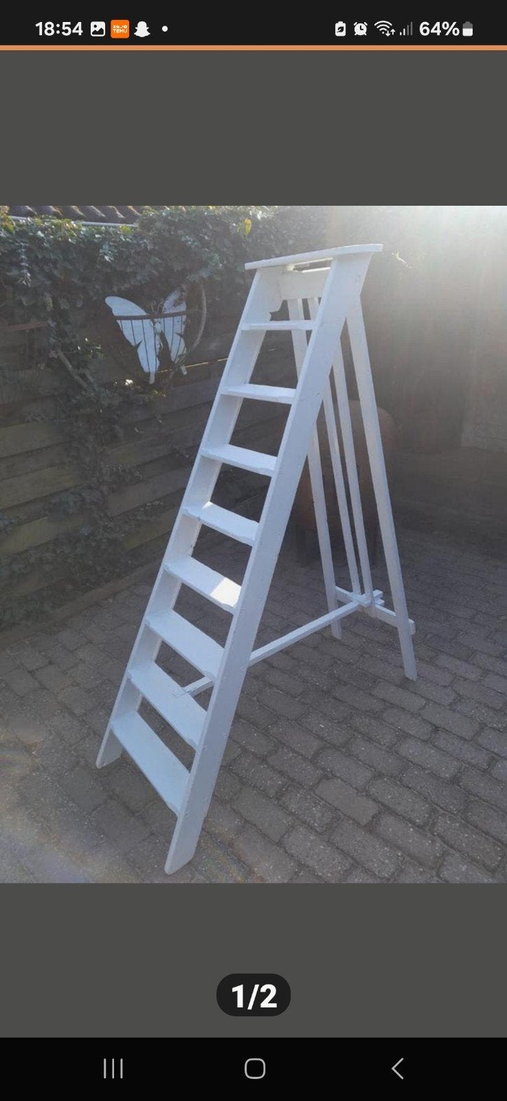 Witte houten trap - Stevige en compacte keukentrap, Doe-het-zelf en Verbouw, Ladders en Trappen, Ophalen