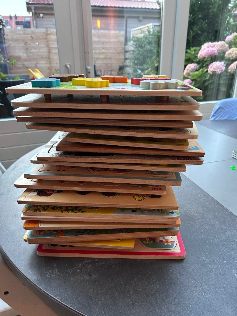 19 houten kinderpuzzels, Ophalen, Gebruikt, Van hout, Minder dan 10 stukjes