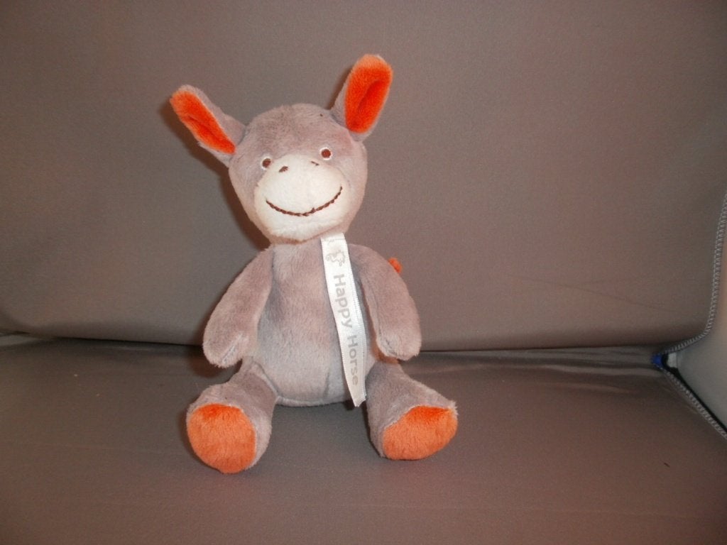 happy horse ezel zwitsal grijs oranje velours 16 cm Witte, Overige karakters, Grijs, Nieuw, Ophalen of Verzenden
