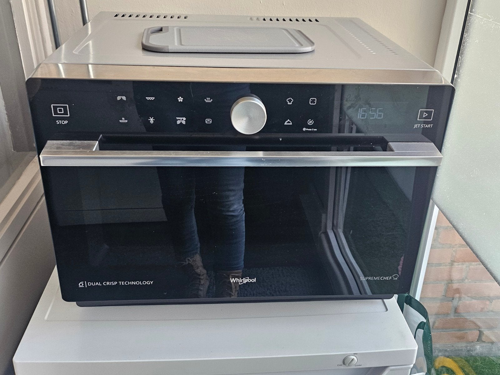 Whirlpool Supreme Chef MWSC 9133 SX Combimagnetron 33L, Ophalen, Combimagnetron, Zo goed als nieuw, Draaiplateau