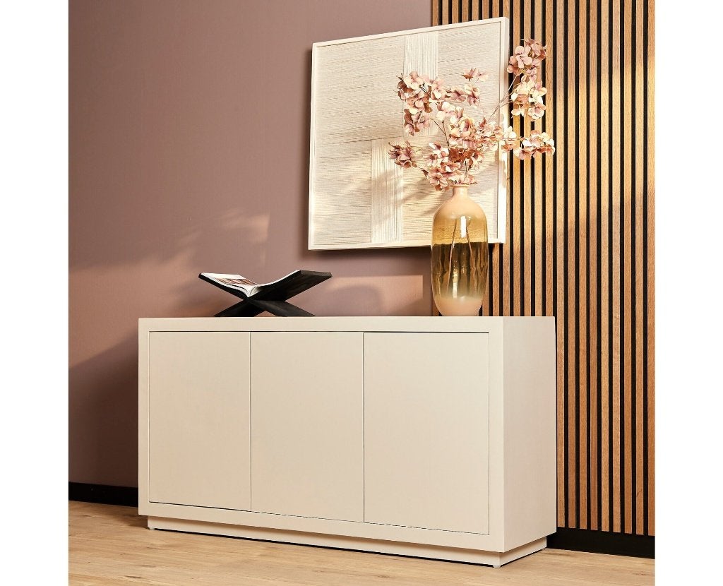 Dressoir Brussel Zand Mangohout 150 cm  €  499,-, Ophalen, Japandi, Met deur(en), 100 tot 150 cm