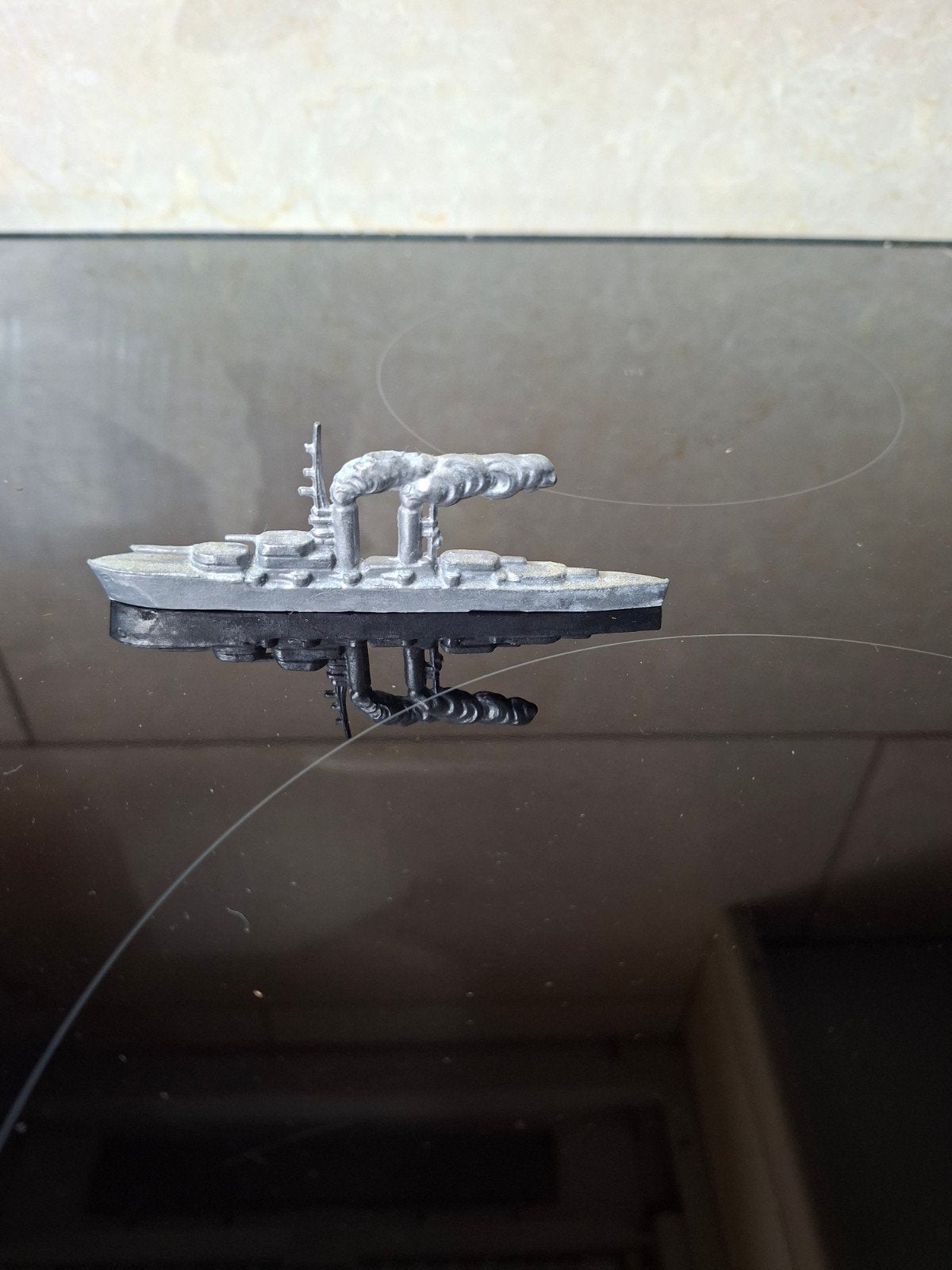 Tin miniatuur oorlogsschip - Vintage verzamelobject, Antiek en Kunst, Ophalen of Verzenden