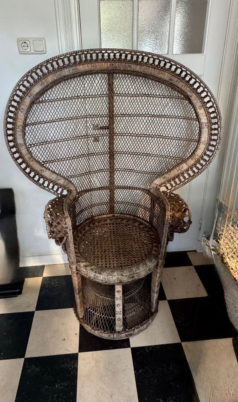 Grote vintige rotan boho pauw Peacock stoel, Ophalen