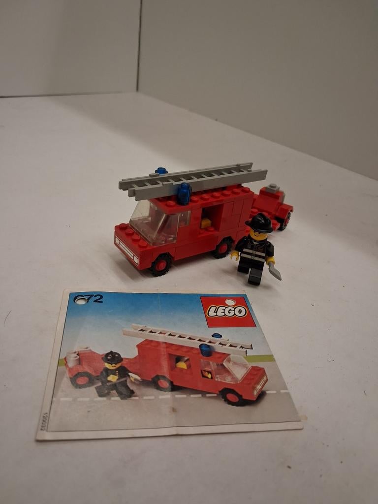 Lego 672 brandweerauto met pomp, Gebruikt, Lego, Ophalen of Verzenden, Inclusief minifiguren