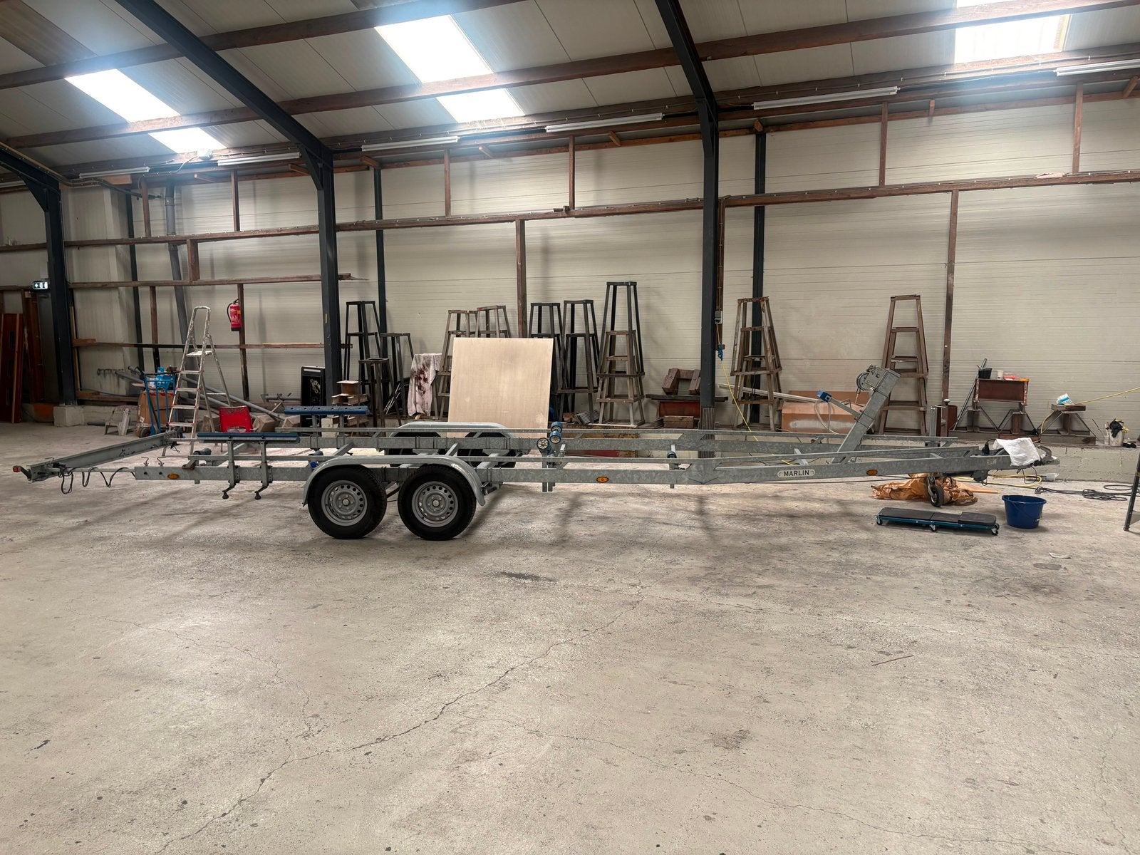 Boottrailer Marlin 3500kg dubbelas 2014 geremd zgan, Ophalen, Sloepentrailer, 6 tot 9 meter, Zo goed als nieuw