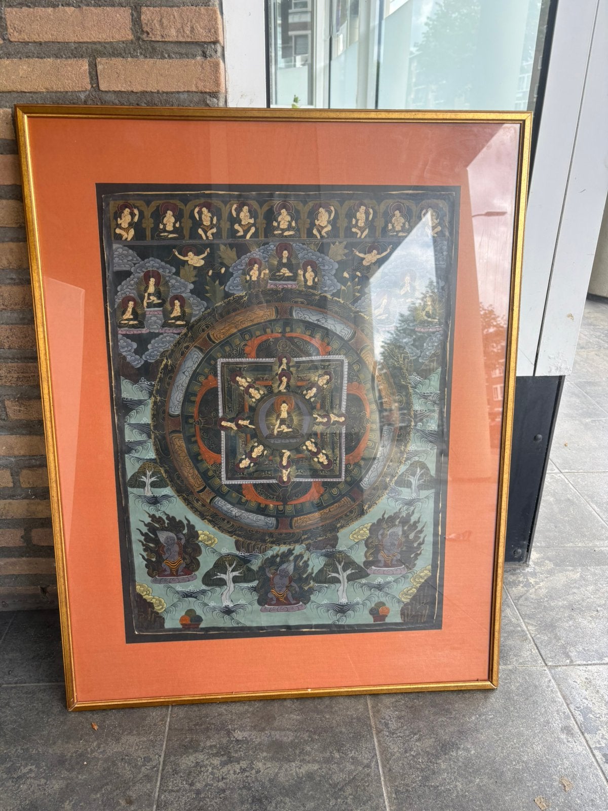 Ingelijste Thangka: Boeddhistische Mandala Kunst, Antiek en Kunst, Kunst | Niet-Westerse kunst, Ophalen