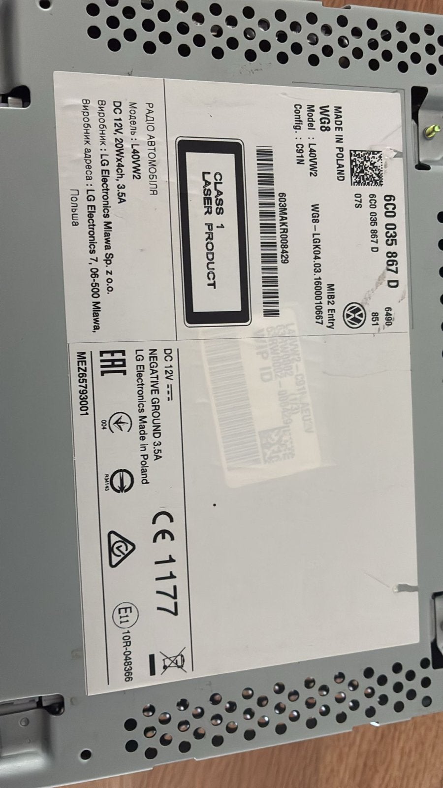 VW L40W2 Radio Navigatie Systeem MIB2 2.5A, Ophalen, Gebruikt