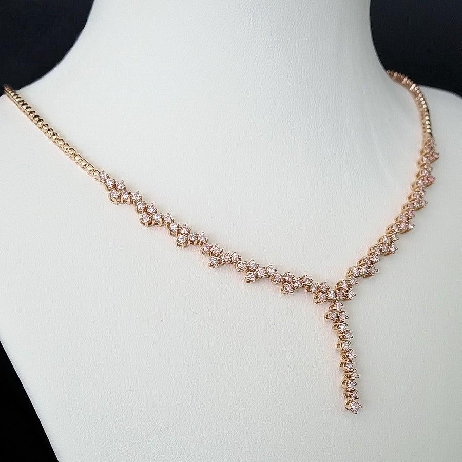 Collier / halsketting - 14kt goud met 2,05kt roze diamant, AIG Milan, Ophalen of Verzenden, Zo goed als nieuw, AIG Milan
