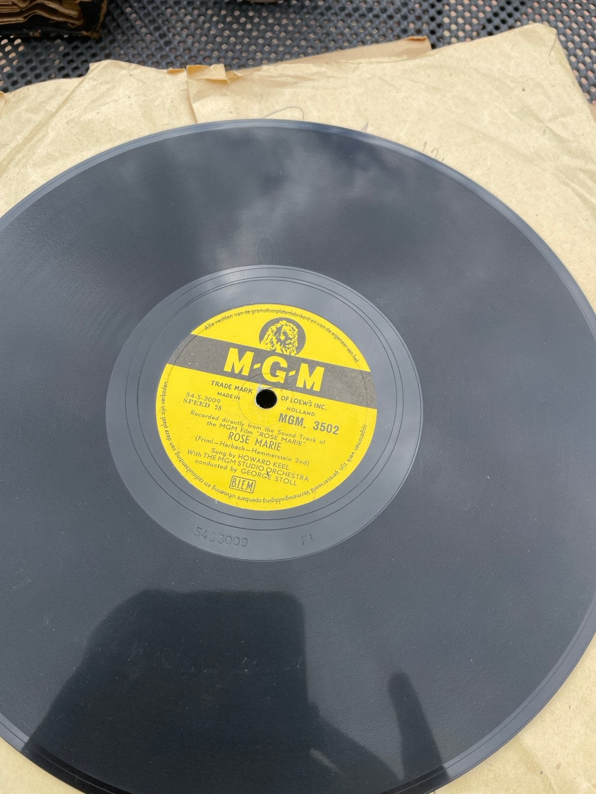 M-G-M 78 toeren plaat: Rose Marie / Indian Love Call, Ophalen of Verzenden, Voor 1960, Gebruikt, 10 inch