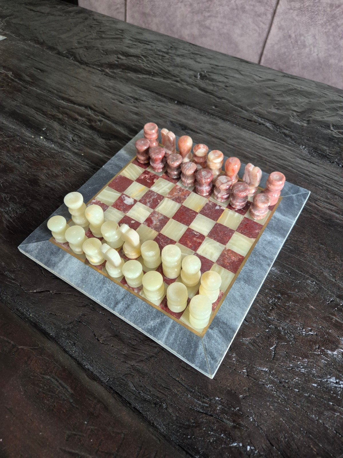 Vintage marmeren schaakbord, Ophalen of Verzenden