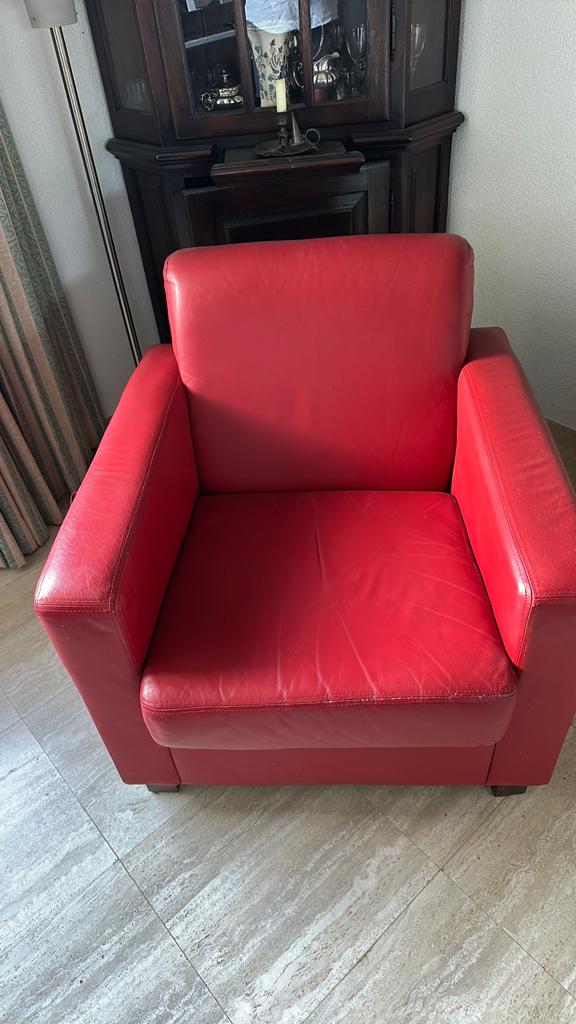 rood lederen fauteil, Ophalen, Zo goed als nieuw, Minder dan 75 cm, 50 tot 75 cm