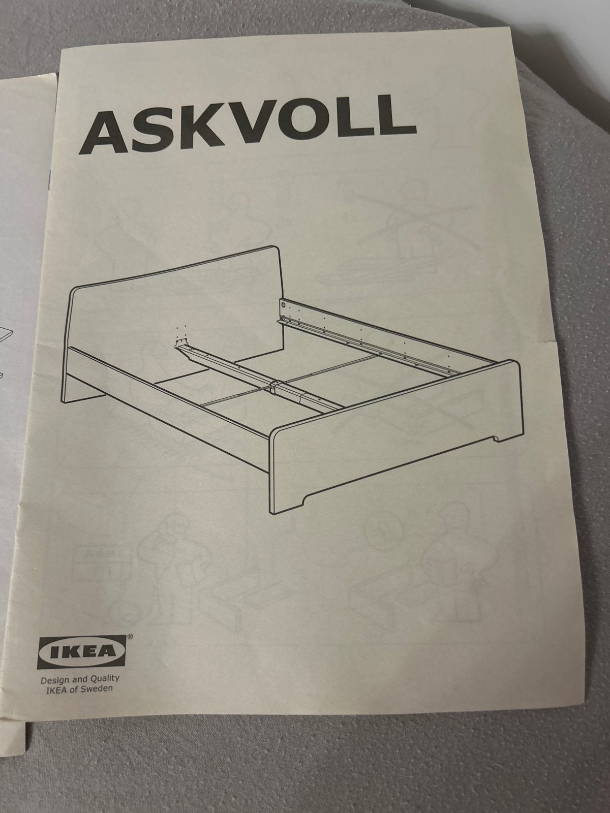 IKEA ASKVOLL Bed 140x200 met hoofdeinde en matras, Ophalen, Gebruikt, Wit, Tweepersoons