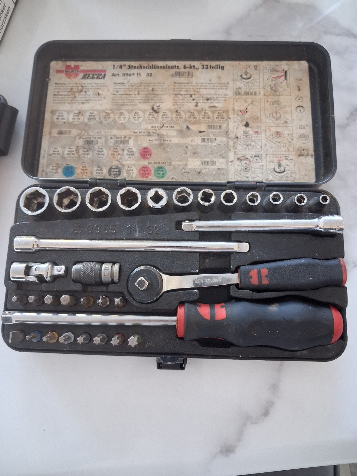 würth zebra quality 1/4 steeksleutel set 33 delig, Ophalen of Verzenden, Nieuw